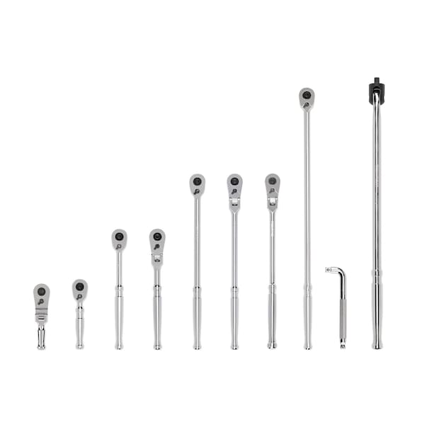 Tekton 3/8 Inch Drive Quick-Release Ratchet, L-Handle, and Breaker Bar Set (10-Piece) SDR99101 - main